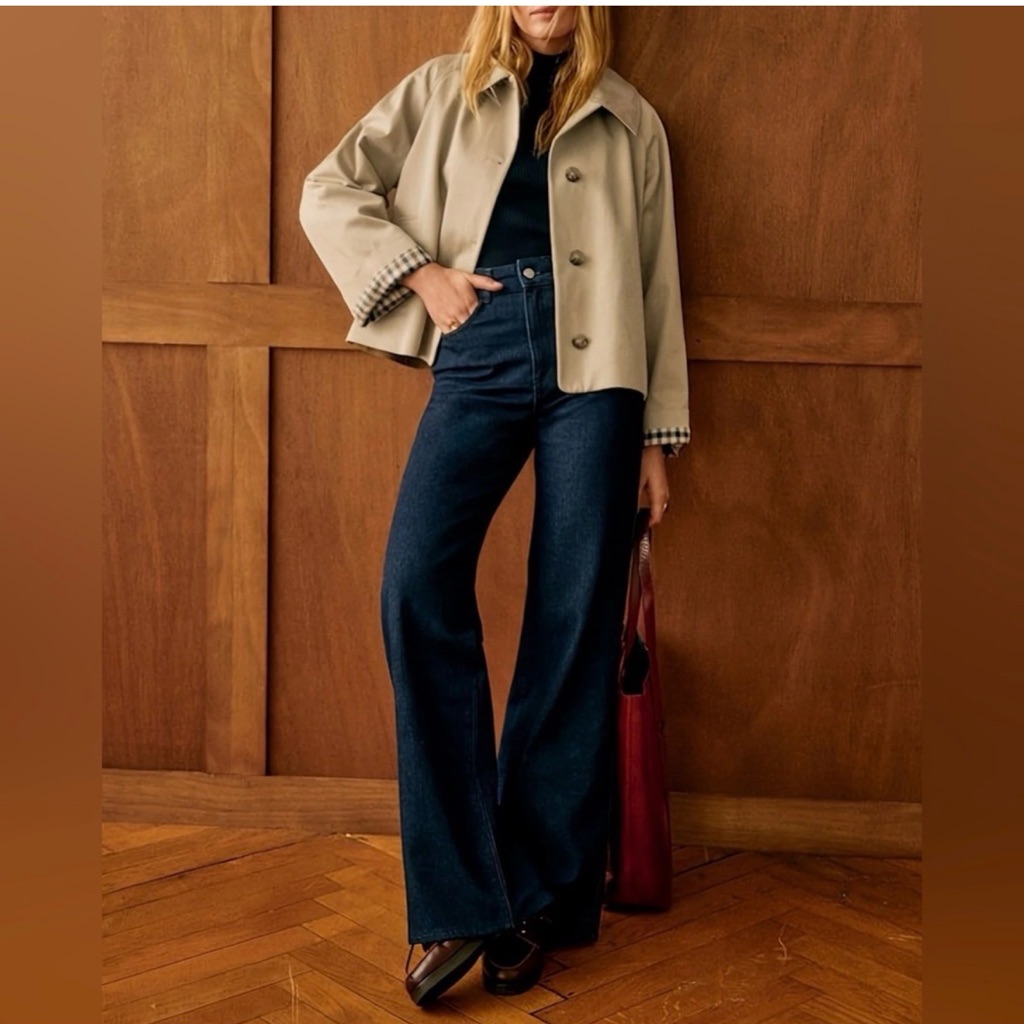 Rihoas Khaki Contrasting Pocket Casual Jacket Cropped